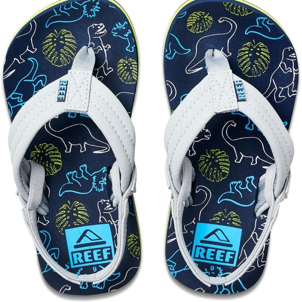 Reef Toddler Ahi Dino Flip Flops - Navy and Grey New w/Tag Sz 12